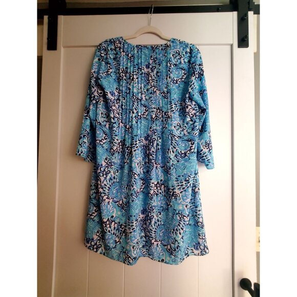 Lilly Pulitzer Blue/White Printed Tunic Dress W/ Tassel Details - S - Picture 8 of 11